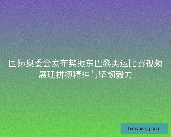 国际奥委会发布樊振东巴黎奥运比赛视频展现拼搏精神与坚韧毅力