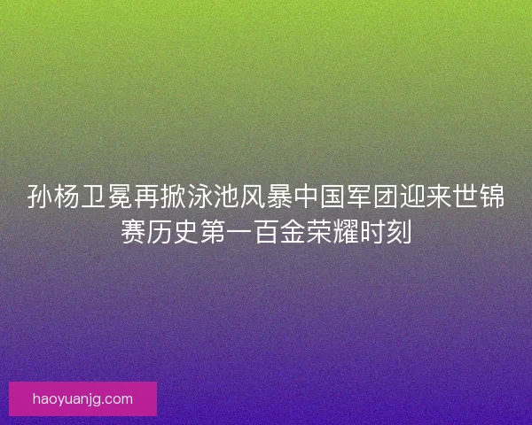 孙杨卫冕再掀泳池风暴中国军团迎来世锦赛历史第一百金荣耀时刻 孙杨卫冕再掀泳池风暴中国军团迎来世锦赛历史第一百金荣耀时刻
