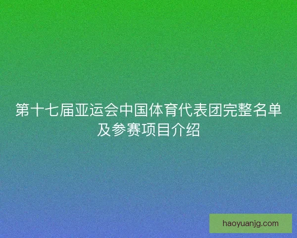 第十七届亚运会中国体育代表团完整名单及参赛项目介绍