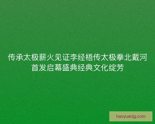 传承太极薪火见证李经梧传太极拳北戴河首发启幕盛典经典文化绽芳